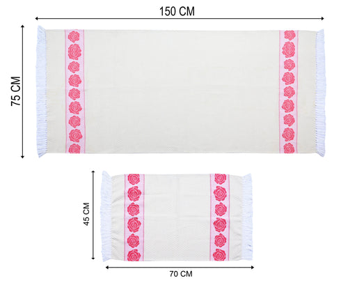 Rose Pure Cotton Bath & Hand Towel Set | Quick Dry Soft Towels | Bathing Kitchen Hand Towel Gym | Men & Women | Bathroom Accessories Set |
