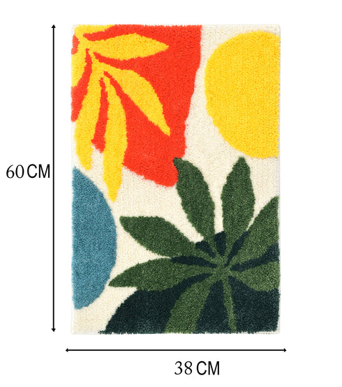 Leaf Microfiber Bath Mat 38x60 cm | Ultra Soft, Super Absorbent & Anti-Skid | Quick Dry Non Slip Door Mat for Bathroom, Bedroom, Kitchen & Entrance | Multicolor (Pack of 1)
