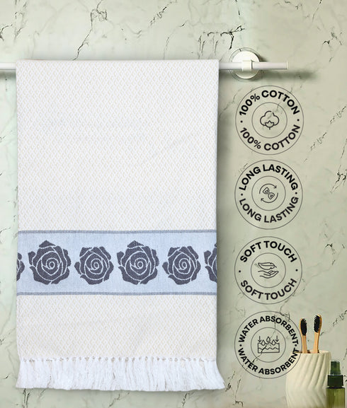 Rose Pure Cotton Bath & Hand Towel Set | Quick Dry Soft Towels | Bathing Kitchen Hand Towel Gym | Men & Women | Bathroom Accessories Set |