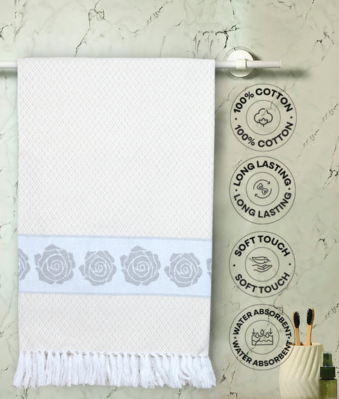 Rose Pure Cotton Bath & Hand Towel Set | Quick Dry Soft Towels | Bathing Kitchen Hand Towel Gym | Men & Women | Bathroom Accessories Set |