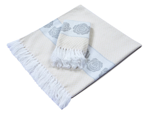 Rose Pure Cotton Bath & Hand Towel Set | Quick Dry Soft Towels | Bathing Kitchen Hand Towel Gym | Men & Women | Bathroom Accessories Set |