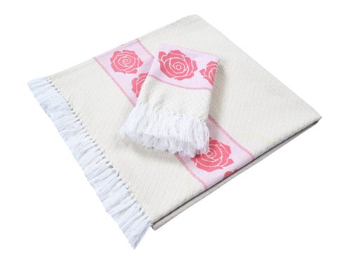 Rose Pure Cotton Bath & Hand Towel Set | Quick Dry Soft Towels | Bathing Kitchen Hand Towel Gym | Men & Women | Bathroom Accessories Set |