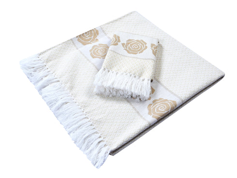 Rose Pure Cotton Bath & Hand Towel Set | Quick Dry Soft Towels | Bathing Kitchen Hand Towel Gym | Men & Women | Bathroom Accessories Set |