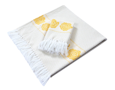 Rose Pure Cotton Bath & Hand Towel Set | Quick Dry Soft Towels | Bathing Kitchen Hand Towel Gym | Men & Women | Bathroom Accessories Set |