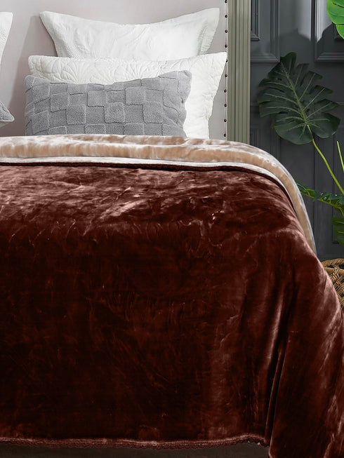 GIFT BAG | Cloudy Soft Double Color Heavy 2 Layer Blanket | with Crochet Lace Edges