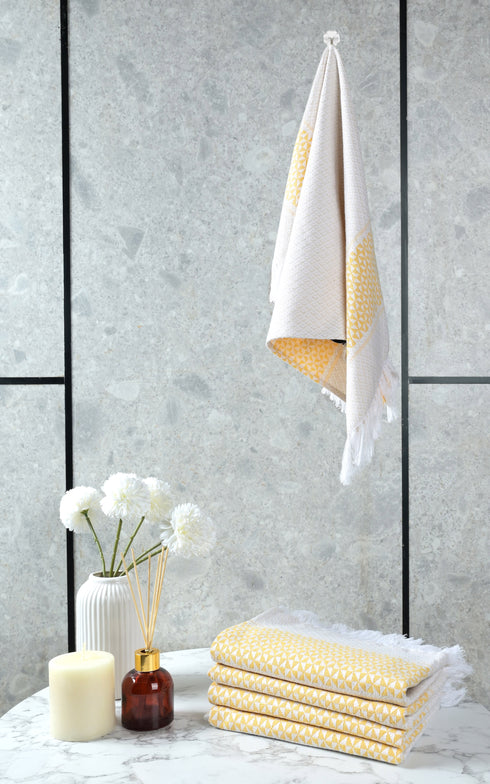 Firki Pure Cotton 4 PC Hand Towel Set | Quick Dry Soft Towels | Bathing Kitchen Hand Towel Gym | Men & Women | Bathroom Accessories Set |