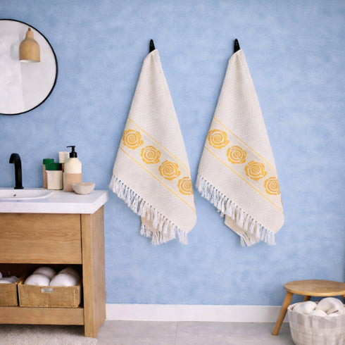 Rose Pure Cotton 4 PC Hand Towel Set | Quick Dry Soft Towels | Bathing Kitchen Hand Towel Gym | Men & Women | Bathroom Accessories Set |