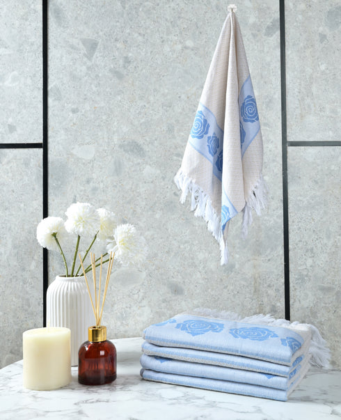 Rose Pure Cotton 4 PC Hand Towel Set | Quick Dry Soft Towels | Bathing Kitchen Hand Towel Gym | Men & Women | Bathroom Accessories Set |