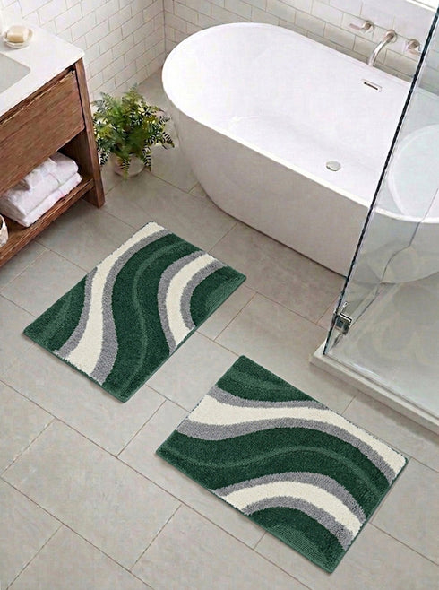Wave Microfiber Bath Mat | Soft & Absorbent Bathroom Floor Mat | Quick Dry & Washable | Wave Pattern Design