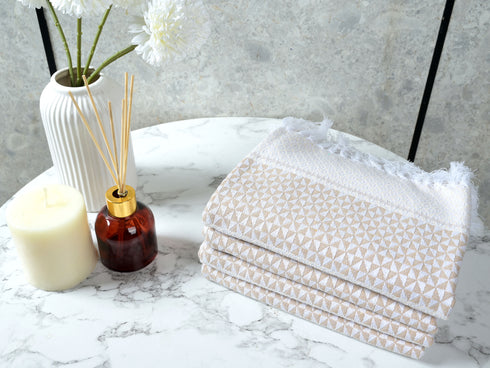 Firki Pure Cotton 4 PC Hand Towel Set | Quick Dry Soft Towels | Bathing Kitchen Hand Towel Gym | Men & Women | Bathroom Accessories Set |