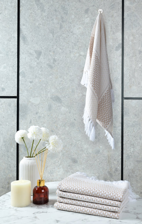 Firki Pure Cotton 4 PC Hand Towel Set | Quick Dry Soft Towels | Bathing Kitchen Hand Towel Gym | Men & Women | Bathroom Accessories Set |