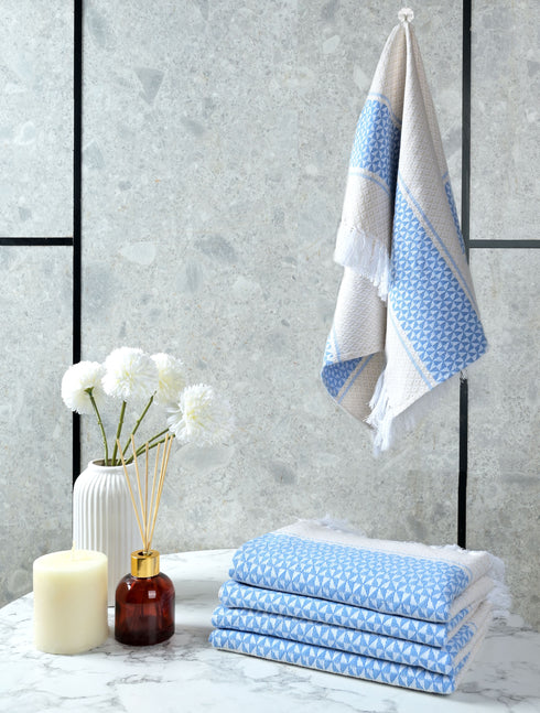 Firki Pure Cotton 4 PC Hand Towel Set | Quick Dry Soft Towels | Bathing Kitchen Hand Towel Gym | Men & Women | Bathroom Accessories Set |