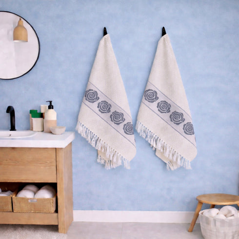 Rose Pure Cotton 4 PC Hand Towel Set | Quick Dry Soft Towels | Bathing Kitchen Hand Towel Gym | Men & Women | Bathroom Accessories Set |