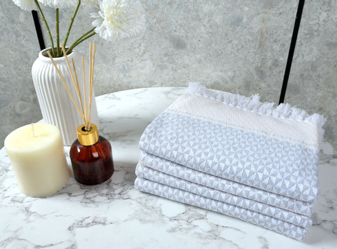 Firki Pure Cotton 4 PC Hand Towel Set | Quick Dry Soft Towels | Bathing Kitchen Hand Towel Gym | Men & Women | Bathroom Accessories Set |