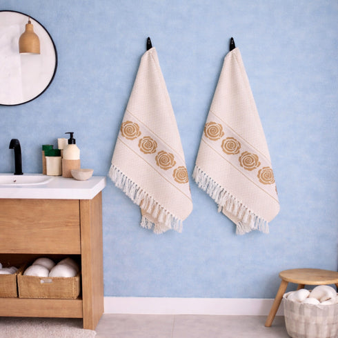 Rose Pure Cotton 4 PC Hand Towel Set | Quick Dry Soft Towels | Bathing Kitchen Hand Towel Gym | Men & Women | Bathroom Accessories Set |
