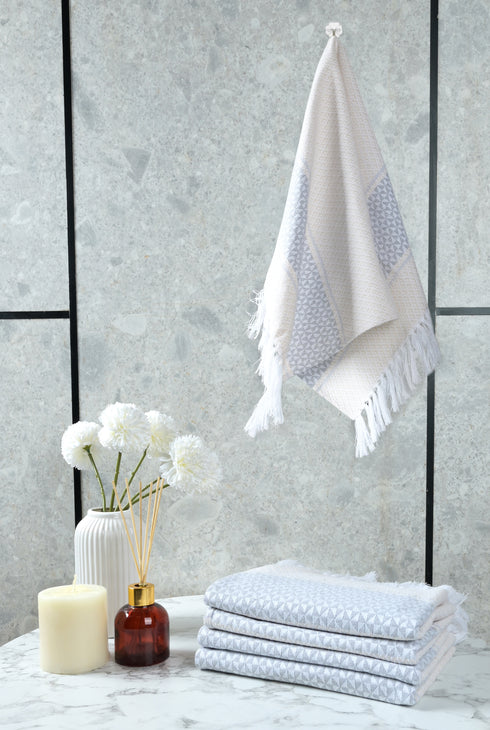 Firki Pure Cotton 4 PC Hand Towel Set | Quick Dry Soft Towels | Bathing Kitchen Hand Towel Gym | Men & Women | Bathroom Accessories Set |