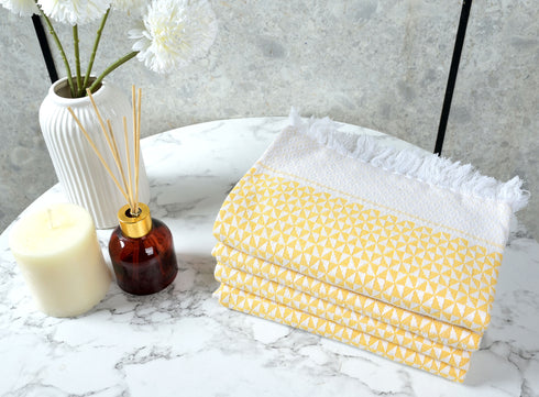 Firki Pure Cotton 4 PC Hand Towel Set | Quick Dry Soft Towels | Bathing Kitchen Hand Towel Gym | Men & Women | Bathroom Accessories Set |