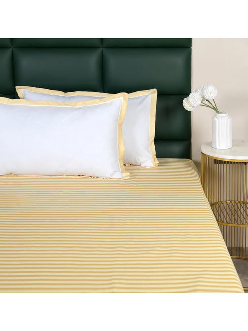 Reka Cotton Rich Bedsheet | Elegant Stripe Woven Bed Sheet | 180 TC (Weight 400 TC) | Soft & Comfortable Bedsheet for Bedroom