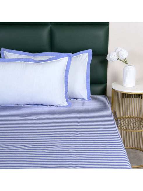 Reka Cotton Rich Bedsheet | Elegant Stripe Woven Bed Sheet | 180 TC (Weight 400 TC) | Soft & Comfortable Bedsheet for Bedroom