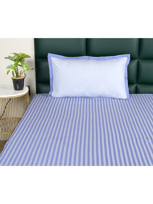 Reka Cotton Rich Bedsheet | Elegant Stripe Woven Bed Sheet | 180 TC (Weight 400 TC) | Soft & Comfortable Bedsheet for Bedroom