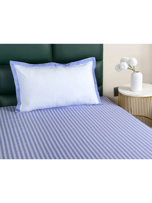 Reka Cotton Rich Bedsheet | Elegant Stripe Woven Bed Sheet | 180 TC (Weight 400 TC) | Soft & Comfortable Bedsheet for Bedroom