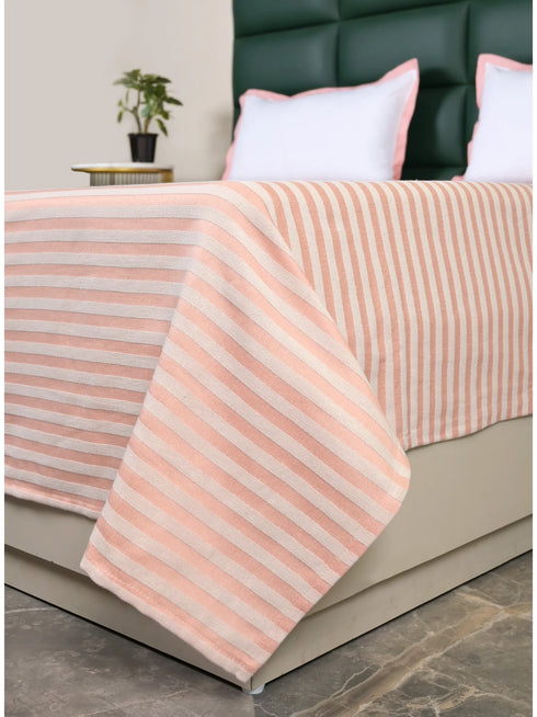 Reka Cotton Rich Bedsheet | Elegant Stripe Woven Bed Sheet | 180 TC (Weight 400 TC) | Soft & Comfortable Bedsheet for Bedroom