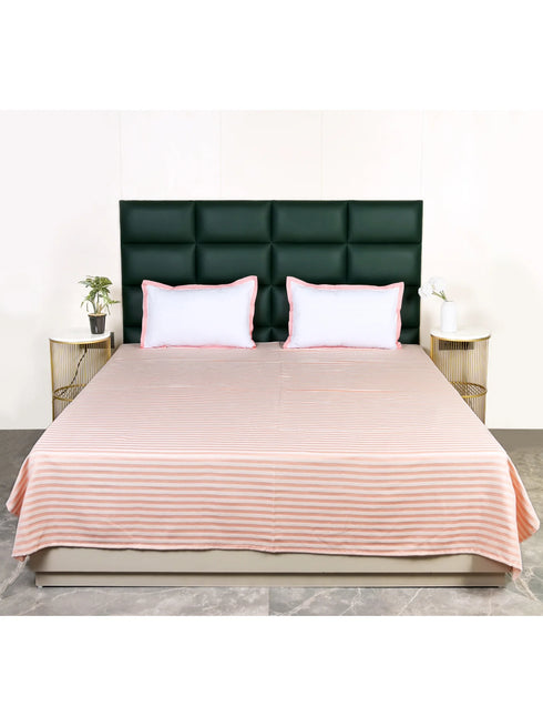 Reka Cotton Rich Bedsheet | Elegant Stripe Woven Bed Sheet | 180 TC (Weight 400 TC) | Soft & Comfortable Bedsheet for Bedroom
