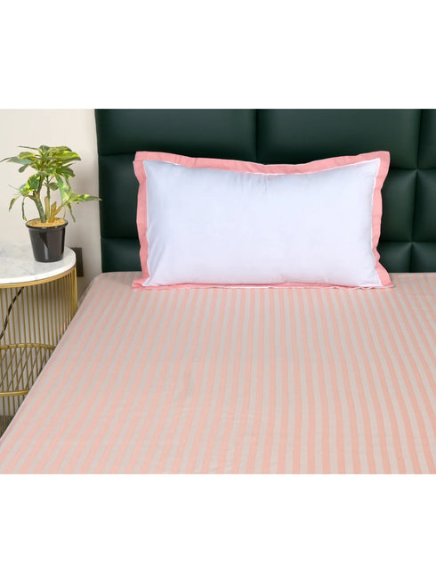Reka Cotton Rich Bedsheet | Elegant Stripe Woven Bed Sheet | 180 TC (Weight 400 TC) | Soft & Comfortable Bedsheet for Bedroom
