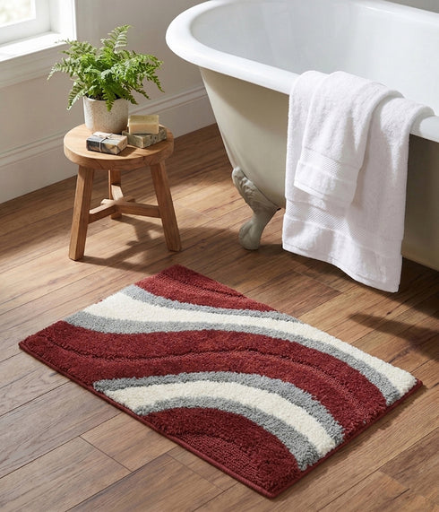 Wave Microfiber Bath Mat | Soft & Absorbent Bathroom Floor Mat | Quick Dry & Washable | Wave Pattern Design