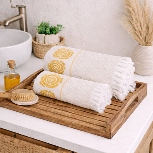 Rose Pure Cotton Bath & Hand Towel Set | Quick Dry Soft Towels | Bathing Kitchen Hand Towel Gym | Men & Women | Bathroom Accessories Set |