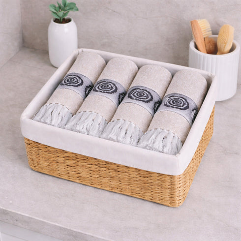 Rose Pure Cotton 4 PC Hand Towel Set | Quick Dry Soft Towels | Bathing Kitchen Hand Towel Gym | Men & Women | Bathroom Accessories Set |