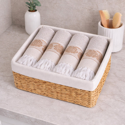 Rose Pure Cotton 4 PC Hand Towel Set | Quick Dry Soft Towels | Bathing Kitchen Hand Towel Gym | Men & Women | Bathroom Accessories Set |