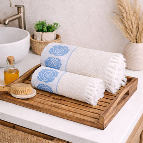 Rose Pure Cotton Bath & Hand Towel Set | Quick Dry Soft Towels | Bathing Kitchen Hand Towel Gym | Men & Women | Bathroom Accessories Set |