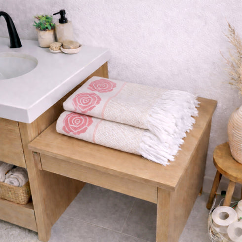 Rose Pure Cotton 4 PC Hand Towel Set | Quick Dry Soft Towels | Bathing Kitchen Hand Towel Gym | Men & Women | Bathroom Accessories Set |