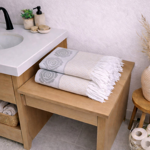 Rose Pure Cotton 4 PC Hand Towel Set | Quick Dry Soft Towels | Bathing Kitchen Hand Towel Gym | Men & Women | Bathroom Accessories Set |