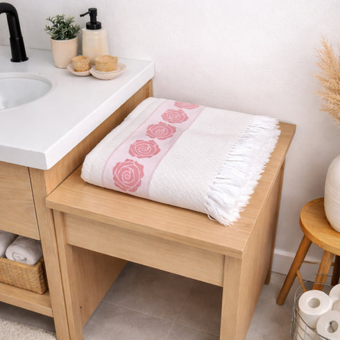 Rose Pure Cotton Bath & Hand Towel Set | Quick Dry Soft Towels | Bathing Kitchen Hand Towel Gym | Men & Women | Bathroom Accessories Set |