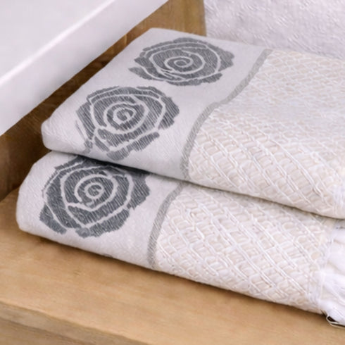 Rose Pure Cotton 4 PC Hand Towel Set | Quick Dry Soft Towels | Bathing Kitchen Hand Towel Gym | Men & Women | Bathroom Accessories Set |