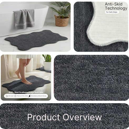 Soft Microfiber Anti-Skid Bath Mat Combo