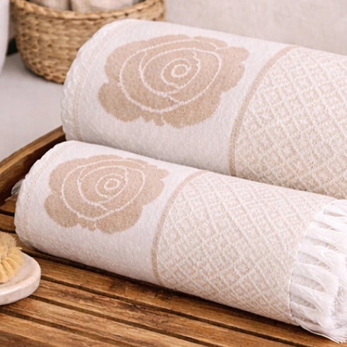 Rose Pure Cotton Bath & Hand Towel Set | Quick Dry Soft Towels | Bathing Kitchen Hand Towel Gym | Men & Women | Bathroom Accessories Set |
