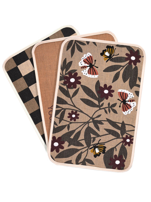 BLOOM Jute Doormats | Eco Friendly with Anti-Skid TPR Backing | Durable | Floor Mat Combo Pack of 3 Pcs Size 40x60 CM