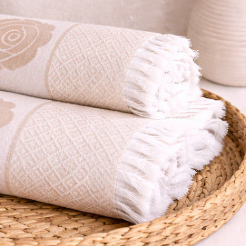 Rose Pure Cotton Bath & Hand Towel Set | Quick Dry Soft Towels | Bathing Kitchen Hand Towel Gym | Men & Women | Bathroom Accessories Set |