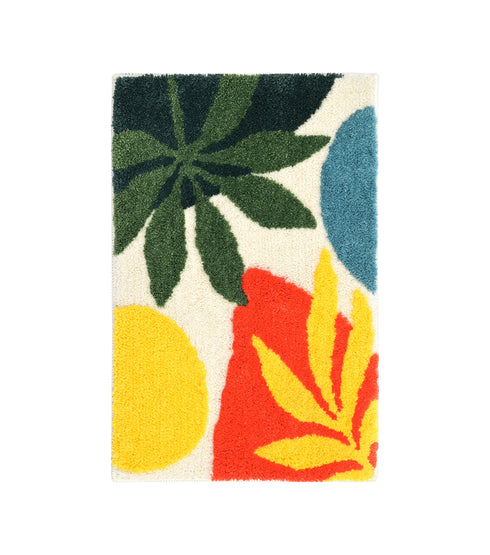 Leaf Microfiber Bath Mat 38x60 cm | Ultra Soft, Super Absorbent & Anti-Skid | Quick Dry Non Slip Door Mat for Bathroom, Bedroom, Kitchen & Entrance | Multicolor (Pack of 1)