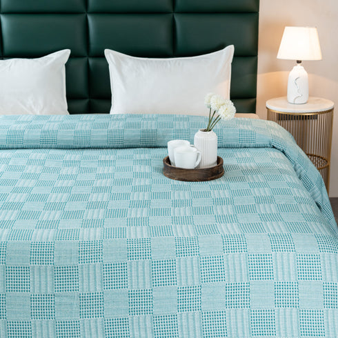 Saral Home Pure Cotton Bedsheet Set |Breathable Woven Bedspread with Pillow Cover | Huck Lace pattern |