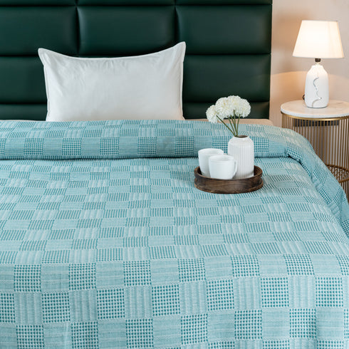 Saral Home Pure Cotton Bedsheet Set |Breathable Woven Bedspread with Pillow Cover | Huck Lace pattern |