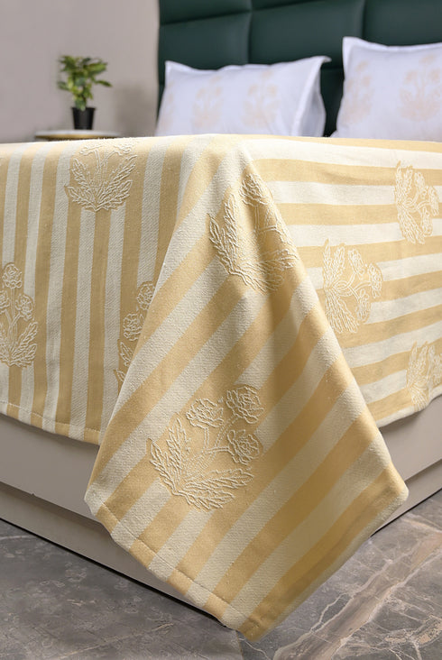 SOMA Cotton Rich Bedsheet | Floral & Stripe Woven Bed Sheet | 180 TC (Weight= 400 TC) | Soft & Comfortable Bedsheet for Bedroom