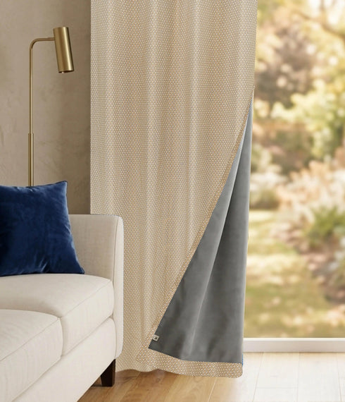 D Mond Pattern Cotton Curtain | Breathable Woven Yarn | Home Living Room Lobby Bedroom|