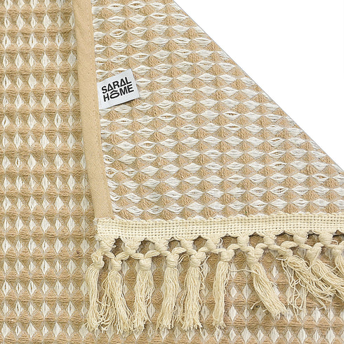 Comfy Sofa Seat Cover | Cotton & Polyester Sofa Cover with Elegant Fringe Design | Geometric Woven Sofa Cover for Sofa | Sofa Protector | Easy Wash & Durable Fabric