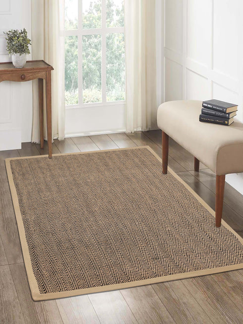 Chevron Jute & Cotton Woven Anti-Slip Strong Border Rug