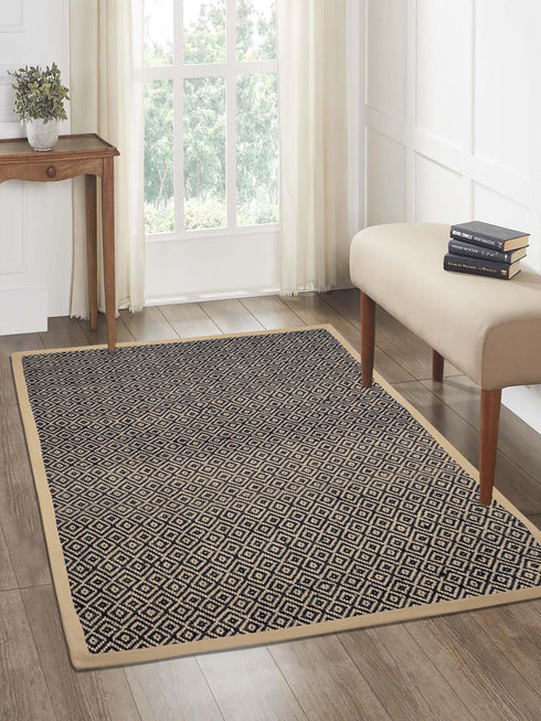 Diamond Jute & Cotton Woven Anti-Slip Strong Border Rug