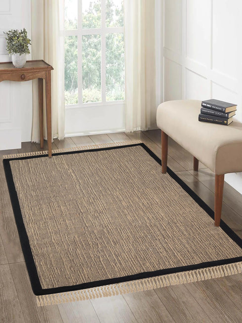 BURWAN - Cotton Jute Woven Strong Anti-Slip Rug with fringe.